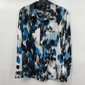 DKNY Men's Abstract Blue Button Shirt Size M